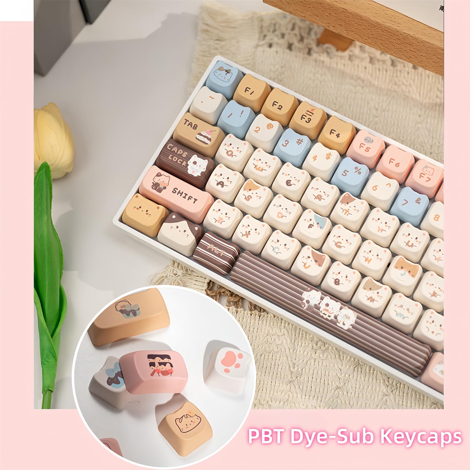 Amazon.com: FKZ Cute Cat Keycaps,Mao Profile Kawaii Kitten